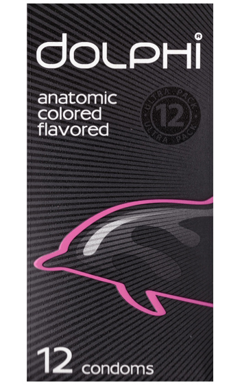 Kondomer Dolphi Anatomic Colored Flavored 12-pack